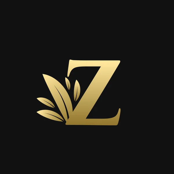 Golden Initial Letter Leaf Logo — Stockvector