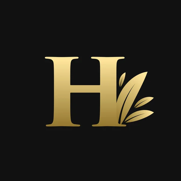 Golden Initial Letter Leaf Logo — Stock Vector