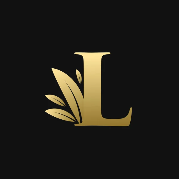 Altın Baş Harf Yaprak Logosu — Stok Vektör
