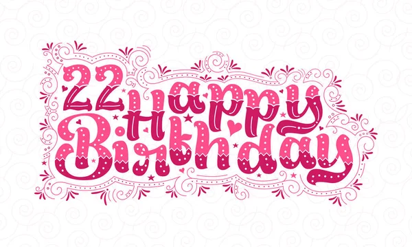 Grattis Födelsedagen Bokstäver Födelsedag Vacker Typografi Design Med Rosa Prickar — Stock vektor