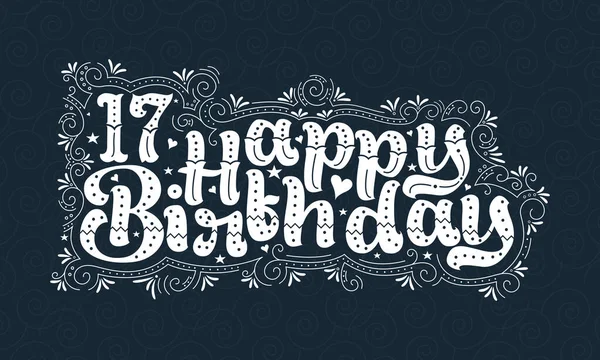 Feliz Aniversário Lettering Anos Aniversário Belo Desenho Tipográfico Com Pontos —  Vetores de Stock