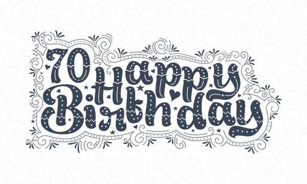 70 лет красивой типографике с точками, линиями и листьями.