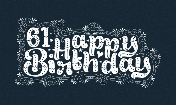 61St Happy Birthday Lettering Éves Születésnap Beautiful Typography Design Dots — Stock Vector