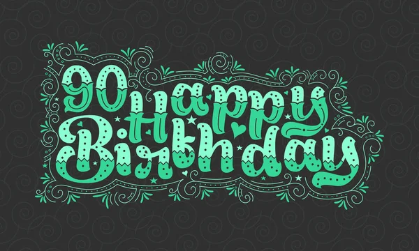 90Th Happy Birthday Belettering Jaar Verjaardag Mooie Typografie Ontwerp Met — Stockvector