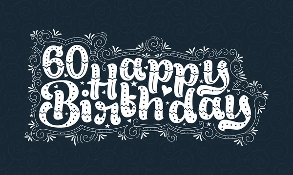 60E Happy Birthday Belettering Jaar Verjaardag Mooie Typografie Ontwerp Met — Stockvector