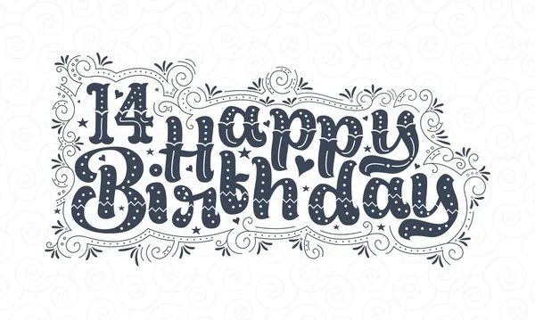 Buon Compleanno Lettering Anni Compleanno Bella Tipografia Design Con Punti — Vettoriale Stock