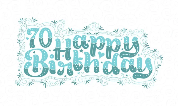 70Th Happy Birthday Lettering Years Birthday Beautiful Typography Design Aqua — Stock Vector