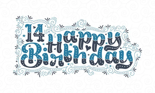 Лет Дня Рождения Лет Дня Рождения Красивый Дизайн Типографии Синими — стоковый вектор