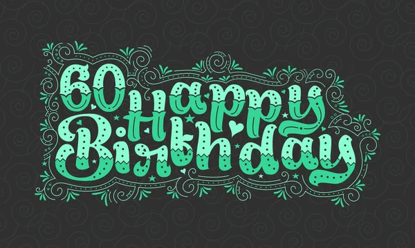 60Th Happy Birthday Lettering Years Birthday Beautiful Typography Design Green — Stock Vector