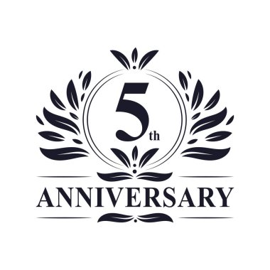 5. yıldönümü kutlaması, lüks 5 yıllık logo tasarımı..