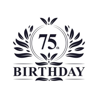 75. Doğum günü kutlaması, lüks 75 yıllık logo tasarımı.