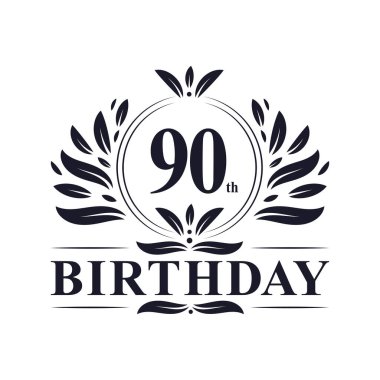 90. Doğum günü kutlaması, lüks 90 yıl logo tasarımı.