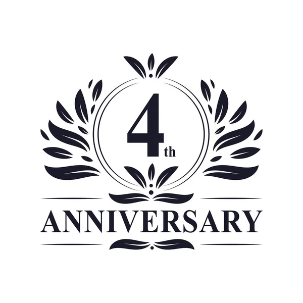 4Th Anniversary Celebration Luxurious Years Anniversary Logo Design — Stock Vector