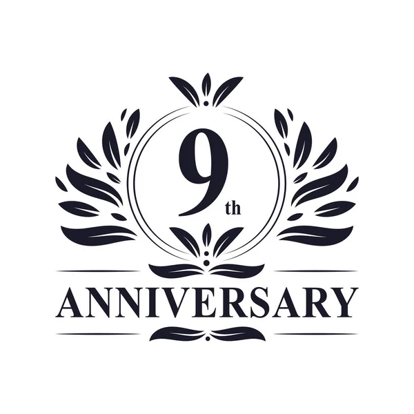 9Th Anniversary Celebration Πολυτελής Σχεδιασμός Λογοτύπου Χρόνων — Διανυσματικό Αρχείο