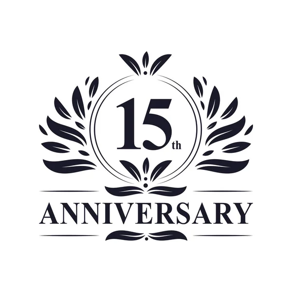 Célébration 15E Anniversaire Design Luxueux Logo 15E Anniversaire — Image vectorielle
