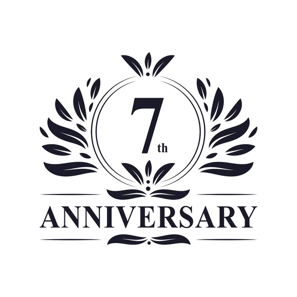 7Th Anniversary Celebration Luxurious Years Anniversary Logo Design — Stock Vector