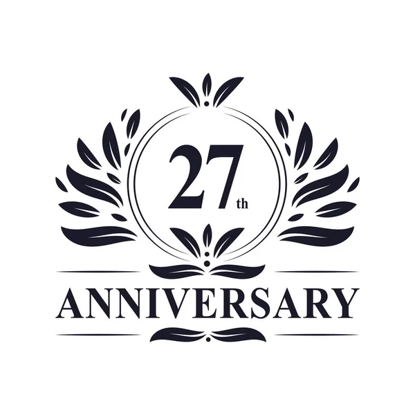 Célébration 27E Anniversaire Design Luxueux Logo 27E Anniversaire — Image vectorielle