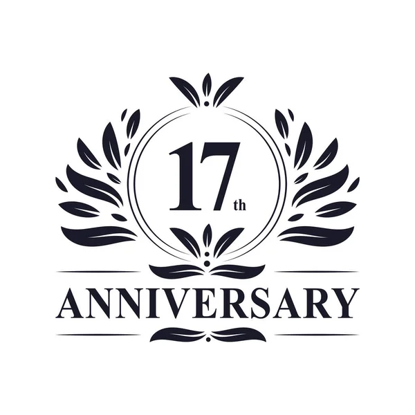 17Th Anniversary Celebration Luxurious Years Anniversary Logo Design — Stock Vector