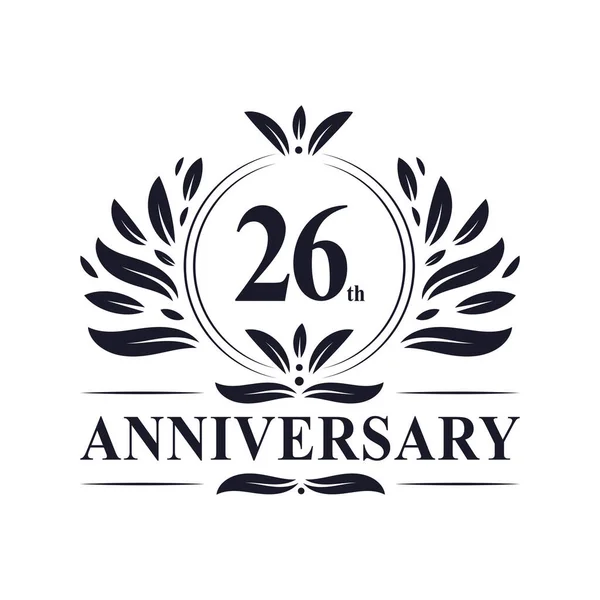 26E Anniversaire Célébration Luxueux Ans Anniversaire Logo Design — Image vectorielle