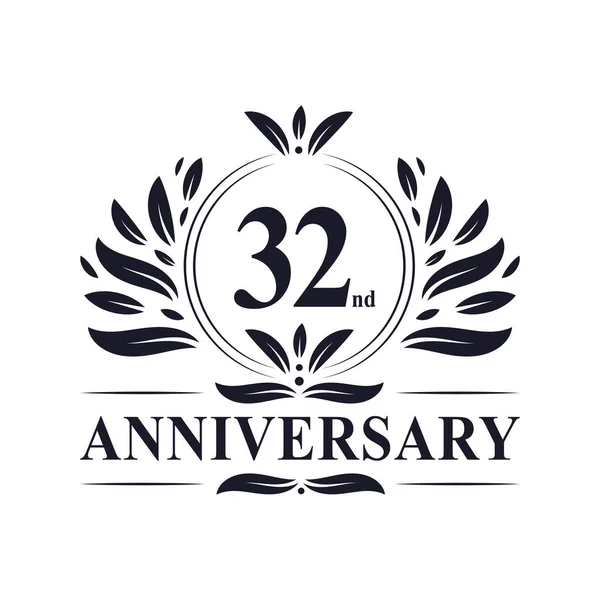 32E Anniversaire Célébration Luxueux Ans Anniversaire Logo Design — Image vectorielle