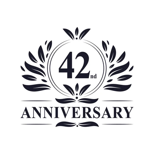 42Nd Aniversário Celebração Luxuoso Anos Anniversary Logo Design — Vetor de Stock