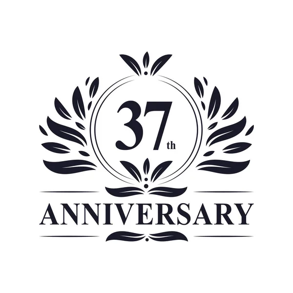 37Th Anniversary Design Lussuoso Colore Dorato Anni Anniversario Logo Design — Vettoriale Stock