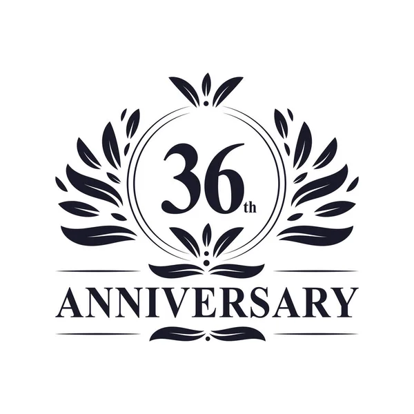 36E Verjaardag Viering Luxe Jaar Jubileum Logo Ontwerp — Stockvector