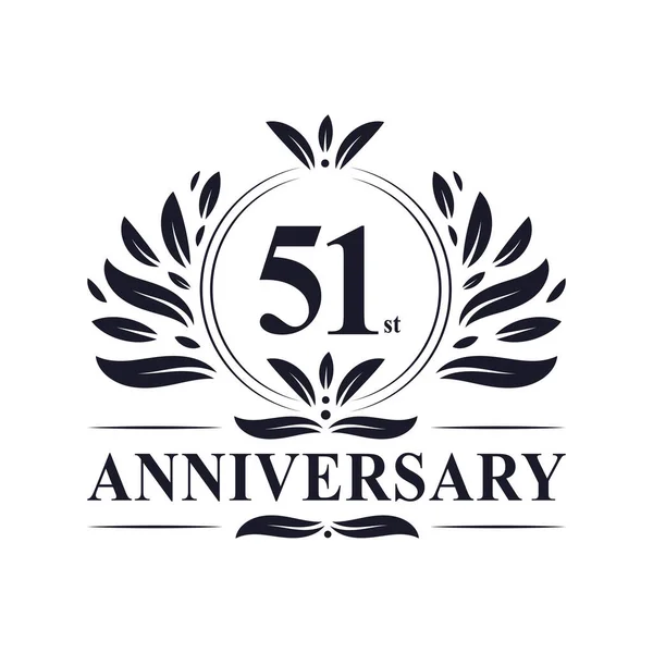 51St Anniversary Celebration Luxurious Years Anniversary Logo Design — Stock Vector