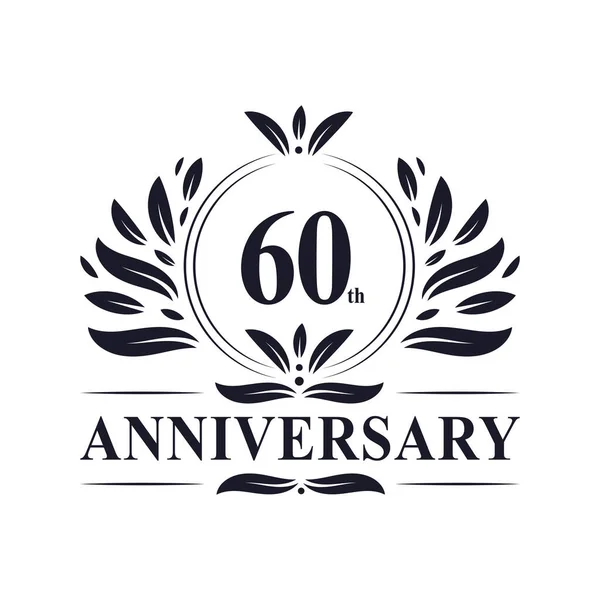 60Th Anniversary Celebration Luxurious Years Anniversary Logo Design — Stock Vector