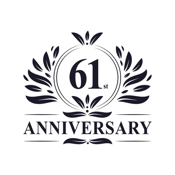 61ª Celebración Del Aniversario Lujoso Diseño Logotipo Años Aniversario — Archivo Imágenes Vectoriales