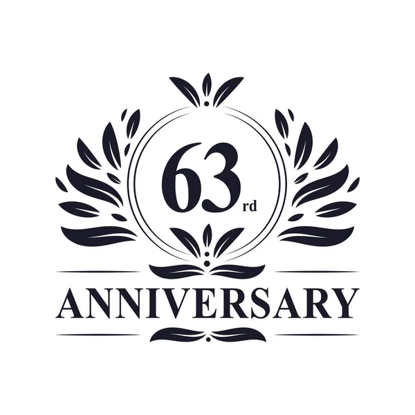 63Rd Anniversary Feier Luxuriöse 63Rd Years Anniversary Logo Design — Stockvektor