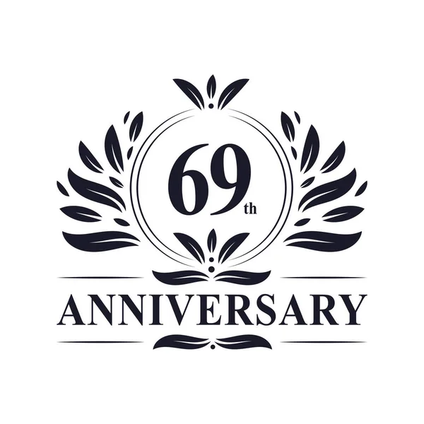 69Th Anniversary Celebration Luxurious Years Anniversary Logo Design — Stock Vector