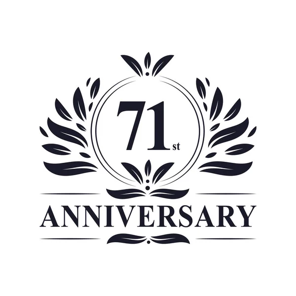 71E Anniversaire Ans Luxe Design Logo Anniversaire — Image vectorielle