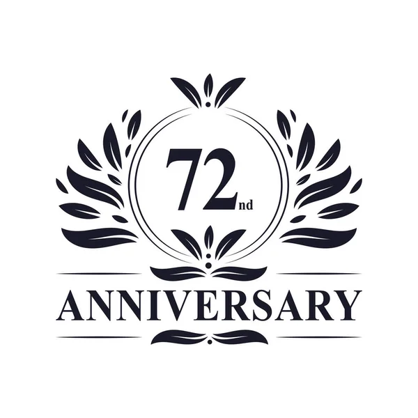 72E Anniversaire Célébration Ans Luxueux Conception Logo Anniversaire — Image vectorielle