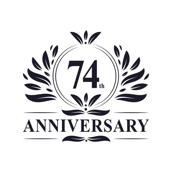 74E Anniversaire Ans Luxe Design Logo Anniversaire — Image vectorielle