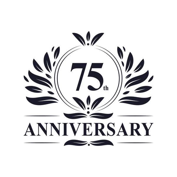 Célébration 75E Anniversaire Design Luxueux Logo Ans Anniversaire — Image vectorielle