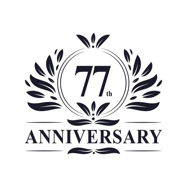 77Th Aniversário Celebração Luxuoso Anos Anniversary Logo Design — Vetor de Stock