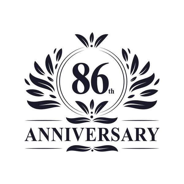 86Th Anniversary Celebration Luxurious Years Anniversary Logo Design — Stock Vector