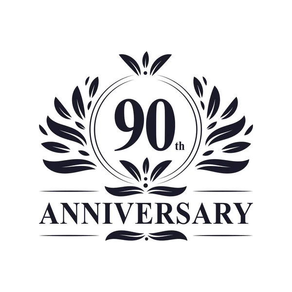 90Th Anniversary Celebration Luxurious Years Anniversary Logo Design — Stock Vector