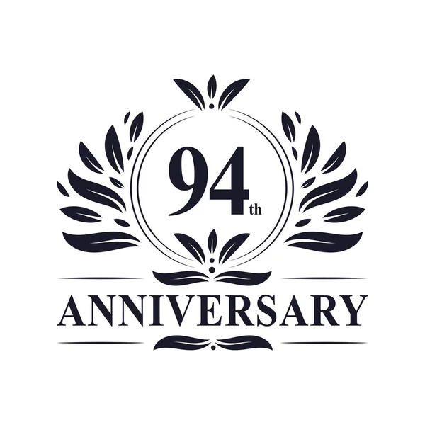 94Th Anniversary Celebration Luxurious Years Anniversary Logo Design — Stock Vector