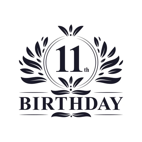 11Esimo Compleanno Celebrazione Lusso Anni Compleanno Logo Design — Vettoriale Stock