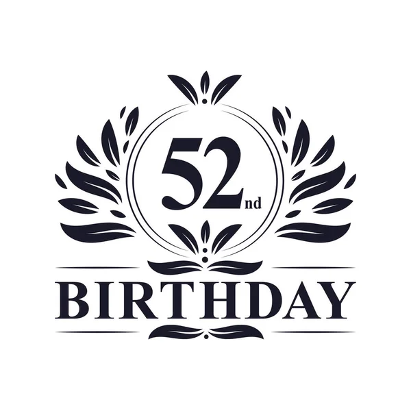 52岁生日标志 奢华52岁生日设计庆典 — 图库矢量图片
