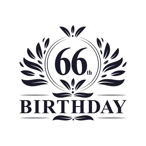 66岁生日标志 奢华66岁生日设计庆典 — 图库矢量图片