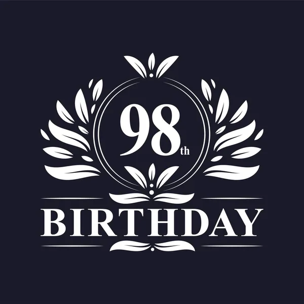 Years Birthday Logo Luxury 98Th Birthday Design Celebration — Stock Vector