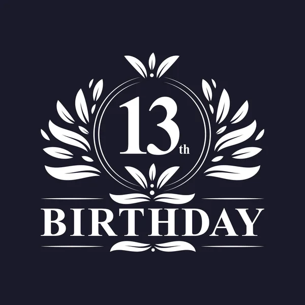13Th Aniversário Celebração Luxo Anos Aniversário Logotipo Design —  Vetores de Stock