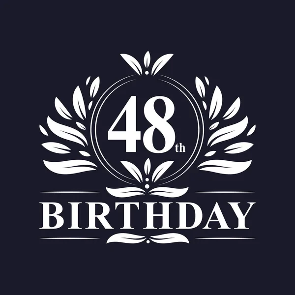 48歳の誕生日のお祝い 豪華な48年誕生日のロゴデザイン — ストックベクタ