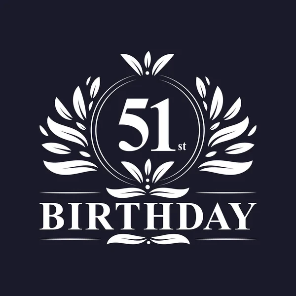 51岁生日标志 奢华51岁生日设计庆典 — 图库矢量图片