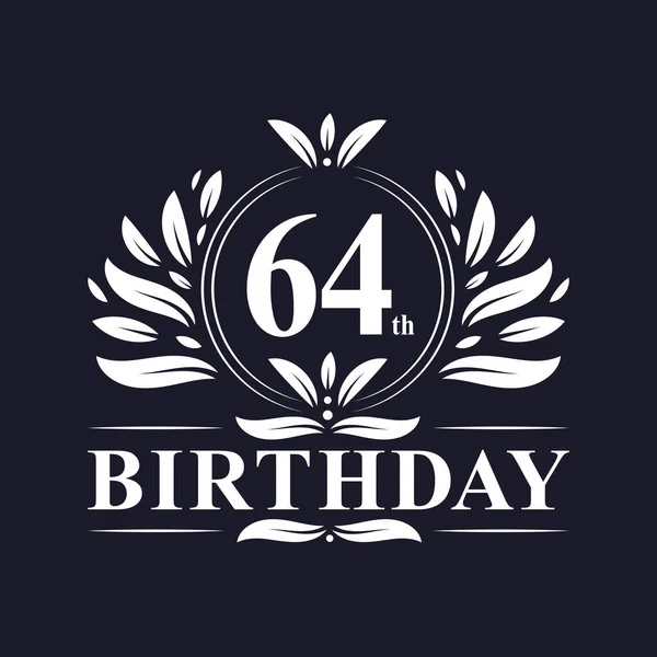 庆祝64岁生日 奢华64岁生日标志设计 — 图库矢量图片