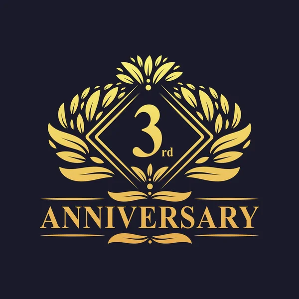 Logotipo Del Aniversario Años Logotipo Floral Lujo Del 3Er Aniversario — Archivo Imágenes Vectoriales