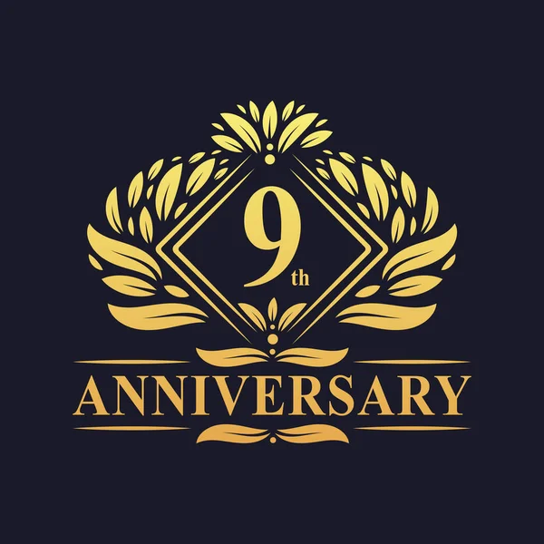 Logotipo Aniversário Anos Logotipo Aniversário Anos Ouro Floral Luxo — Vetor de Stock